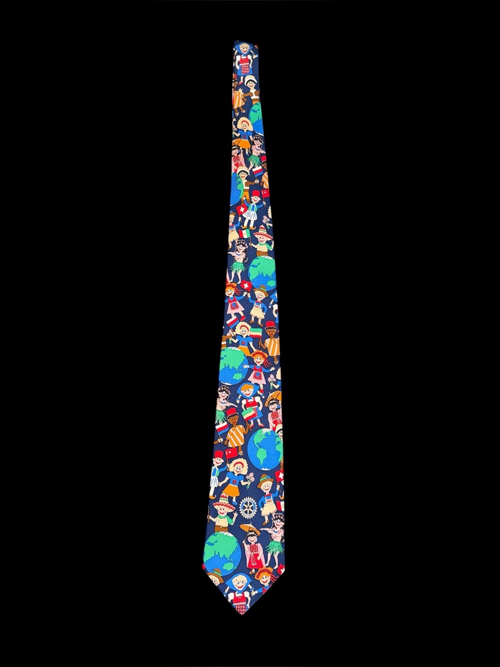 Russell-Hampton Rotary International silk Necktie World Children Globe Multicolo